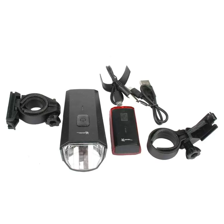 Реальное фото Фонари Klonk передний и задний micro USB, LiPo 3,7 V/ 1700/480 mAh 11950 от магазина СпортСЕ