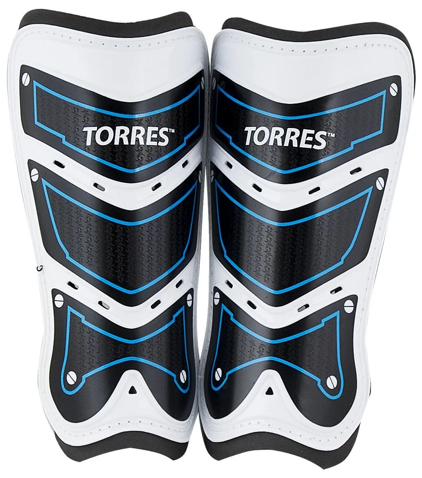 Реальное фото Щитки футбольные Torres Training черно-бело-синий FS1505S-BU от магазина СпортСЕ