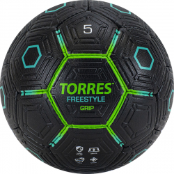 Мяч футбольный Torres Freestyle Grip р.5 32 панели PU черно-зеленый  F320765